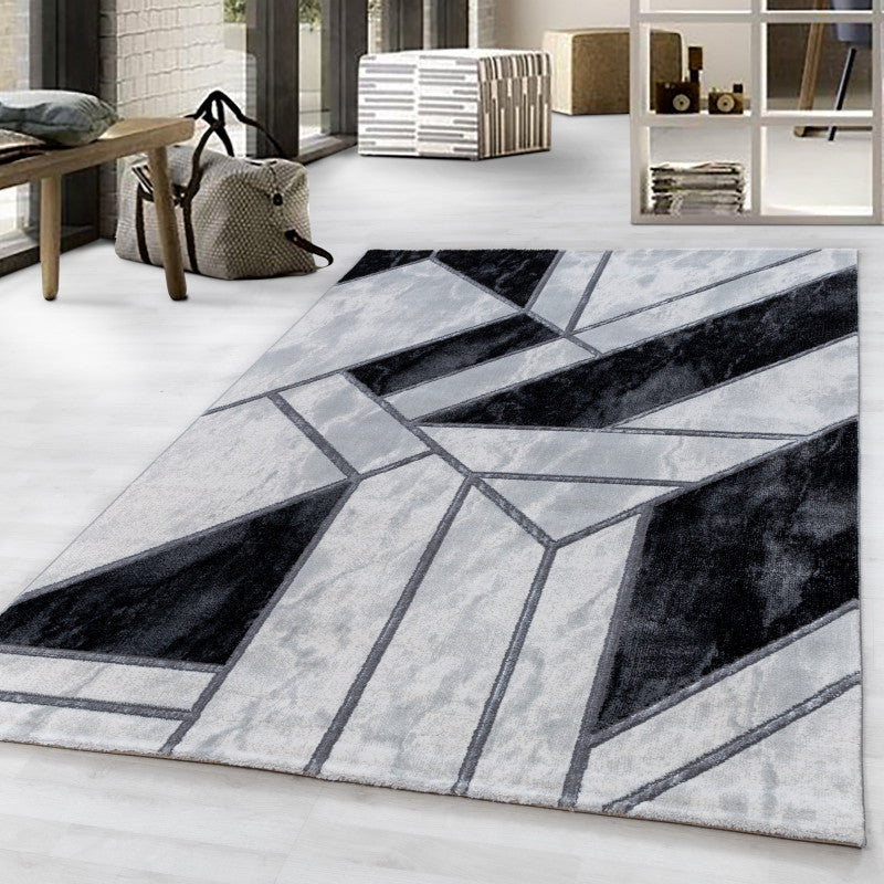 Kurzflor Teppich, Naxos 3817, silber, rechteckig, Höhe 12mm
