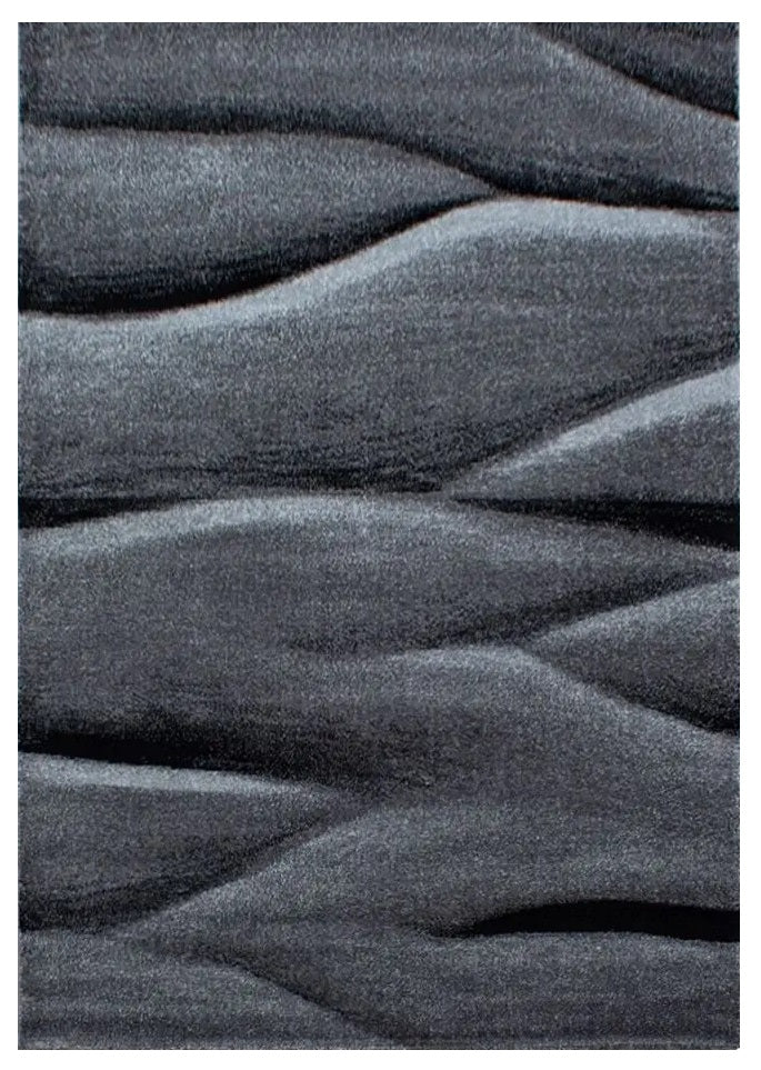 Kurzflor Teppich, Lucca 1810, schwarz, rechteckig, Höhe 10mm