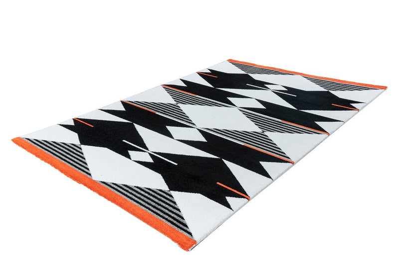 Vintage Teppich, Broadway 500, schwarz/weiß/orange, rechteckig, Höhe 15mm