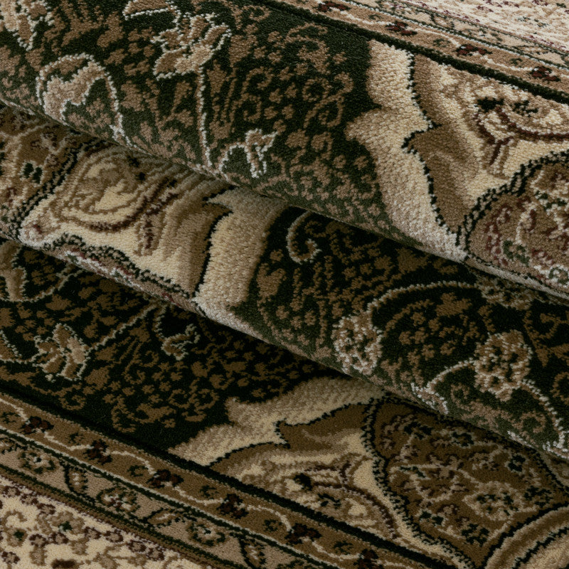 Orient Teppich, Kashmir 2601, grün, rechteckig, Höhe 9mm | Kurzflor-Teppiche