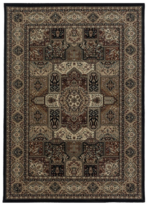 Orient Teppich, Kashmir 2603, schwarz, rechteckig, Höhe 9mm