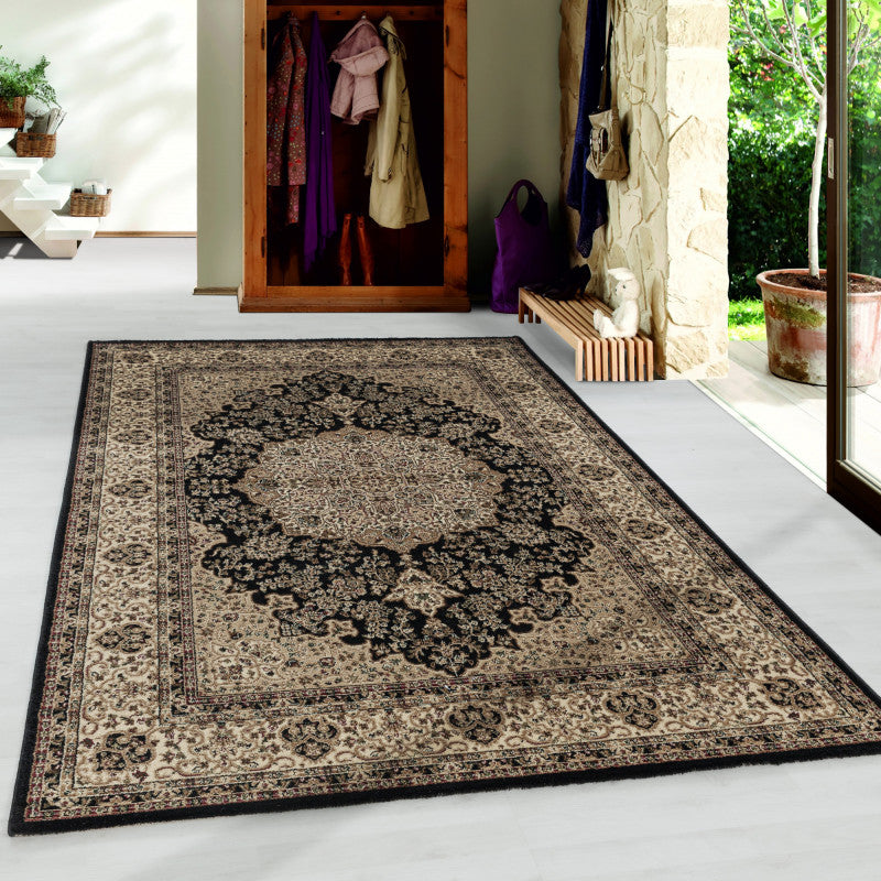 Orient Teppich, Kashmir 2608, schwarz, rechteckig, Höhe 9mm