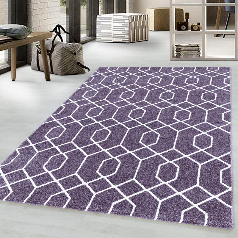Kurzflor Teppich, Efor 3713, violett, rechteckig, Höhe 12mm