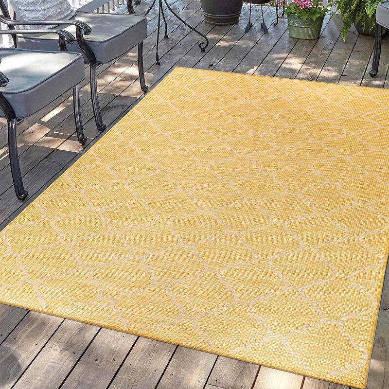In& Outdoor Teppich, Palm 3069, gelb, rechteckig