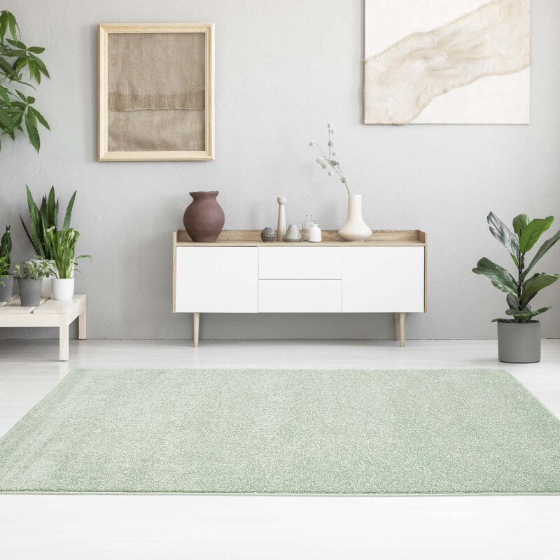 Kurzflor Teppich, Moda Soft 2081, grün, rechteckig, Höhe 11mm