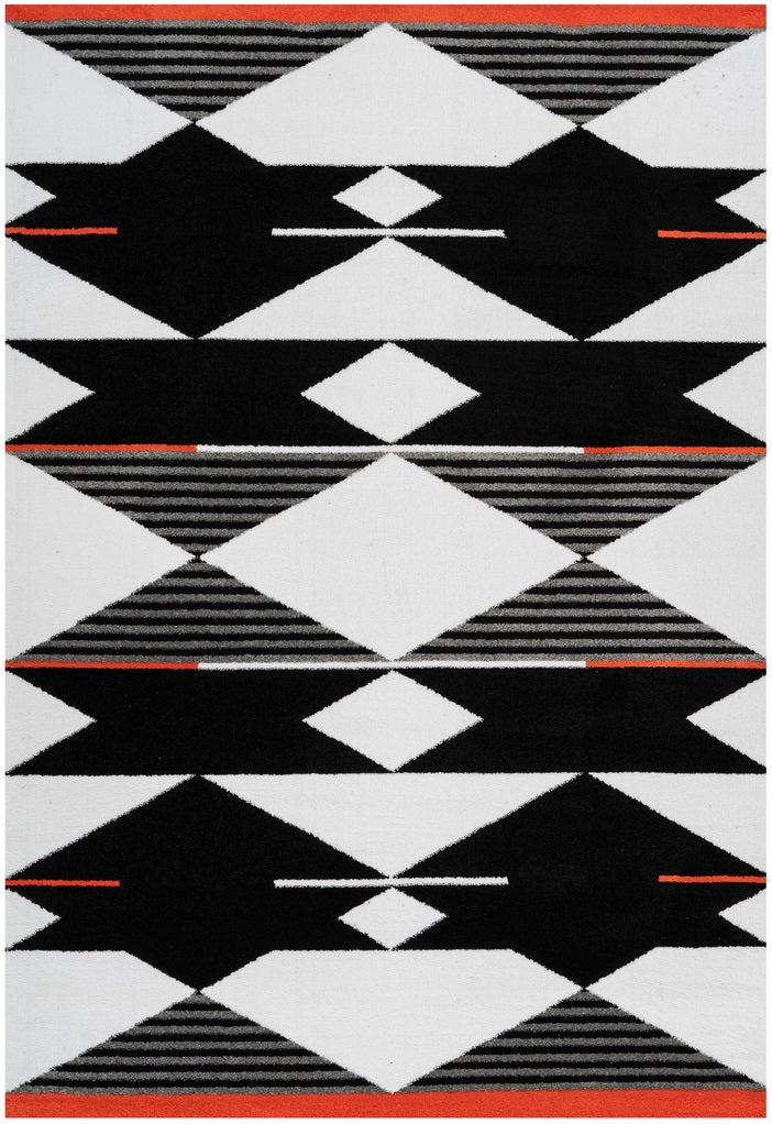 Vintage Teppich, Broadway 500, schwarz/weiß/orange, rechteckig, Höhe 15mm