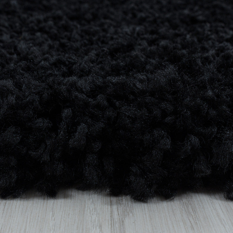 Runder Teppich, Sydney Shaggy 3000, schwarz, rund, Höhe 30mm