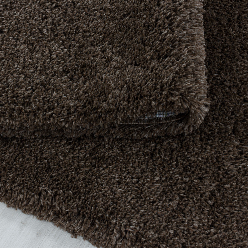 Runder Teppich, Fluffy Shaggy 3500, braun, rund, Höhe 30mm