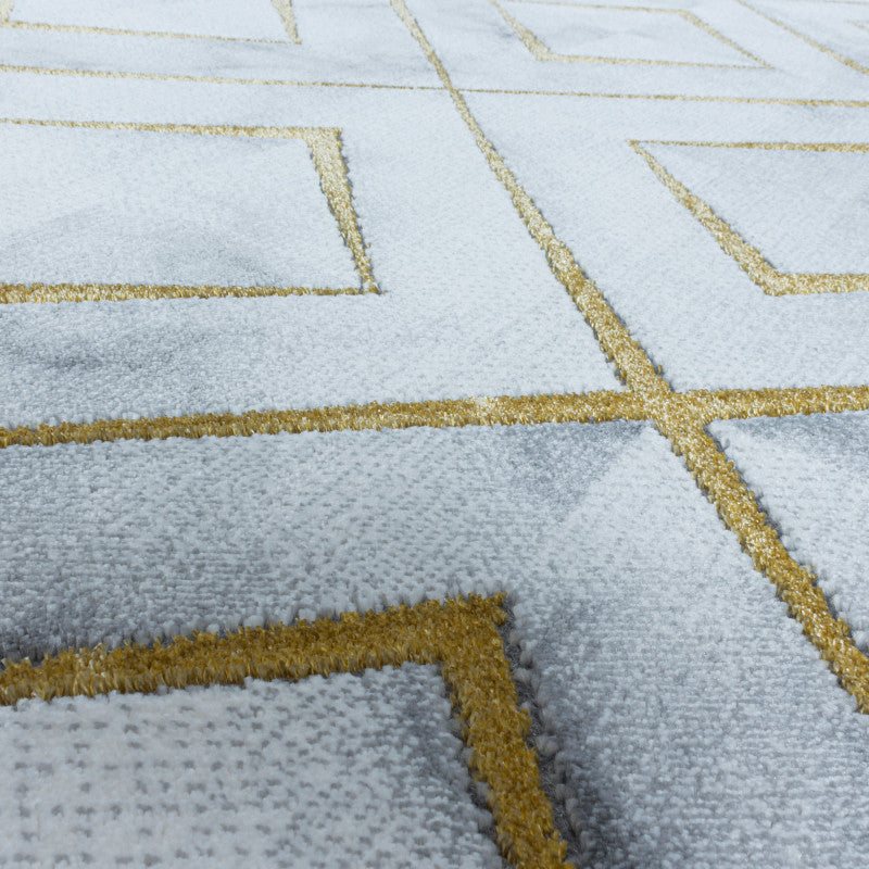 Kurzflor Teppich, Naxos 3811, gold, rechteckig, Höhe 12mm