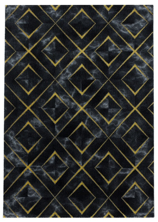 Kurzflor Teppich, Naxos 3812, gold, rechteckig, Höhe 12mm