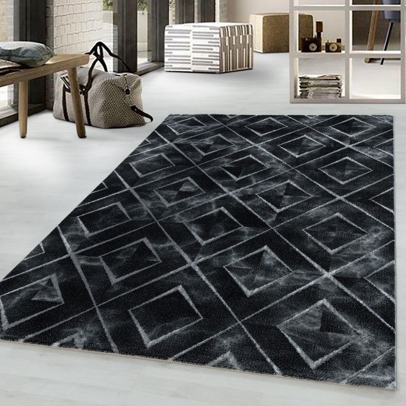 Kurzflor Teppich, Naxos 3812, silber, rechteckig, Höhe 12mm