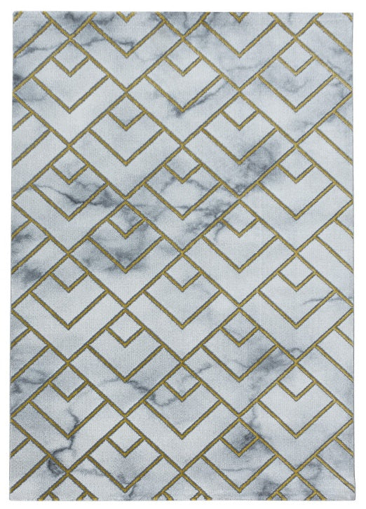Kurzflor Teppich, Naxos 3813, gold, rechteckig, Höhe 12mm