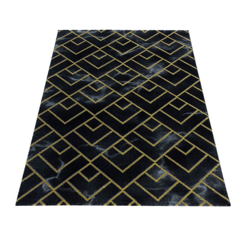 Kurzflor Teppich, Naxos 3814, gold, rechteckig, Höhe 12mm