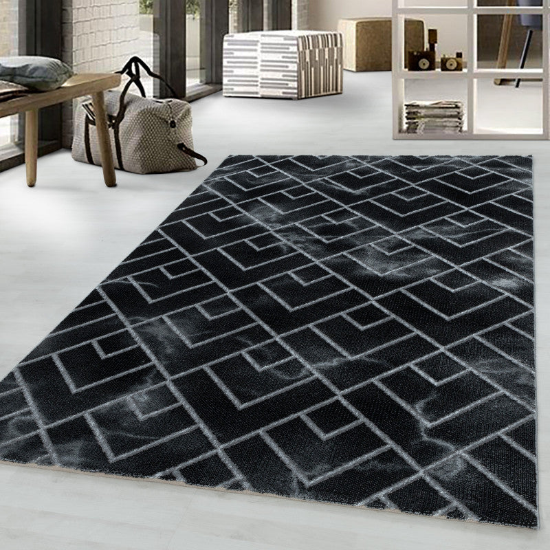 Kurzflor Teppich, Naxos 3814, silber, rechteckig, Höhe 12mm