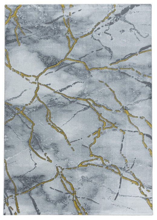 Kurzflor Teppich, Naxos 3815, gold, rechteckig, Höhe 12mm