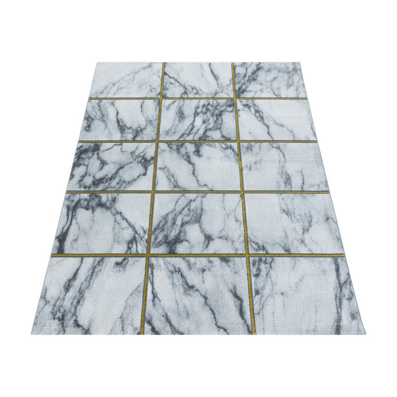 Kurzflor Teppich, Naxos 3816, gold, rechteckig, Höhe 12mm