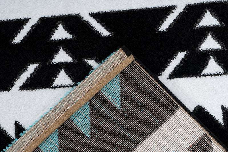 Vintage Teppich, Broadway 400, schwarz/weiß/türkis, rechteckig, Höhe 15mm