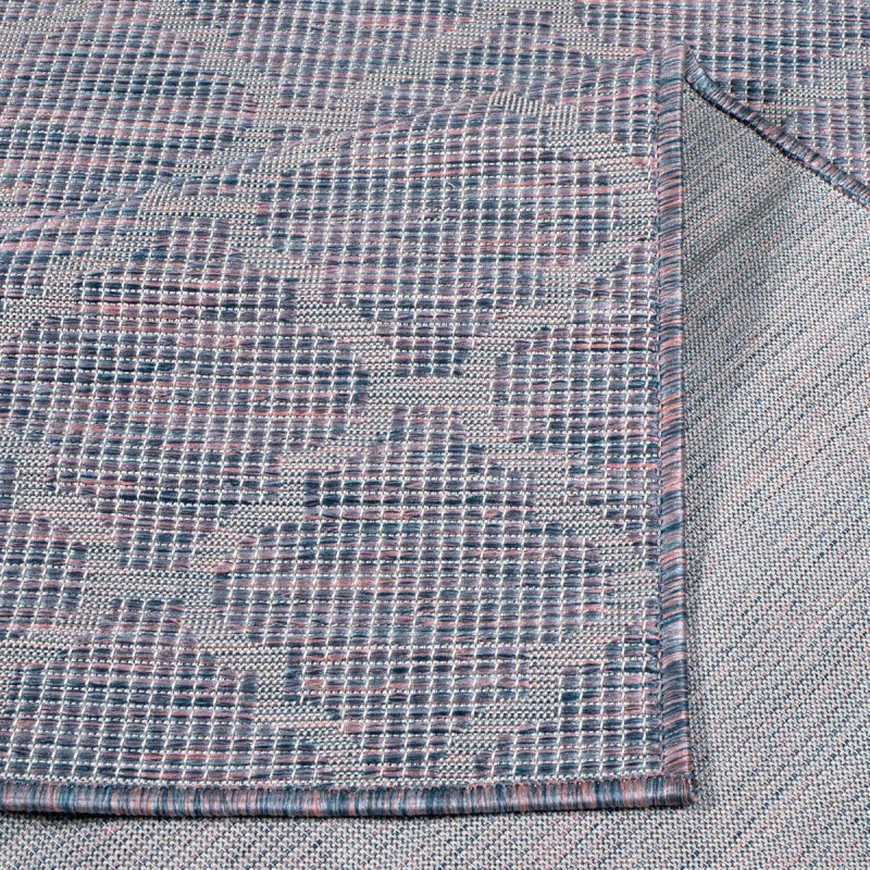 In& Outdoor Teppich, Palm 3069, blau/pink, rechteckig