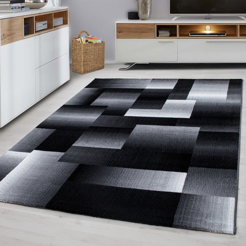 Kurzflor Teppich, Miami 6560, schwarz, rechteckig, Höhe 12mm