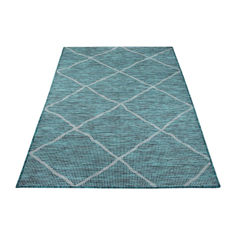 In& Outdoor Teppich, Palm 3075, blau, rechteckig
