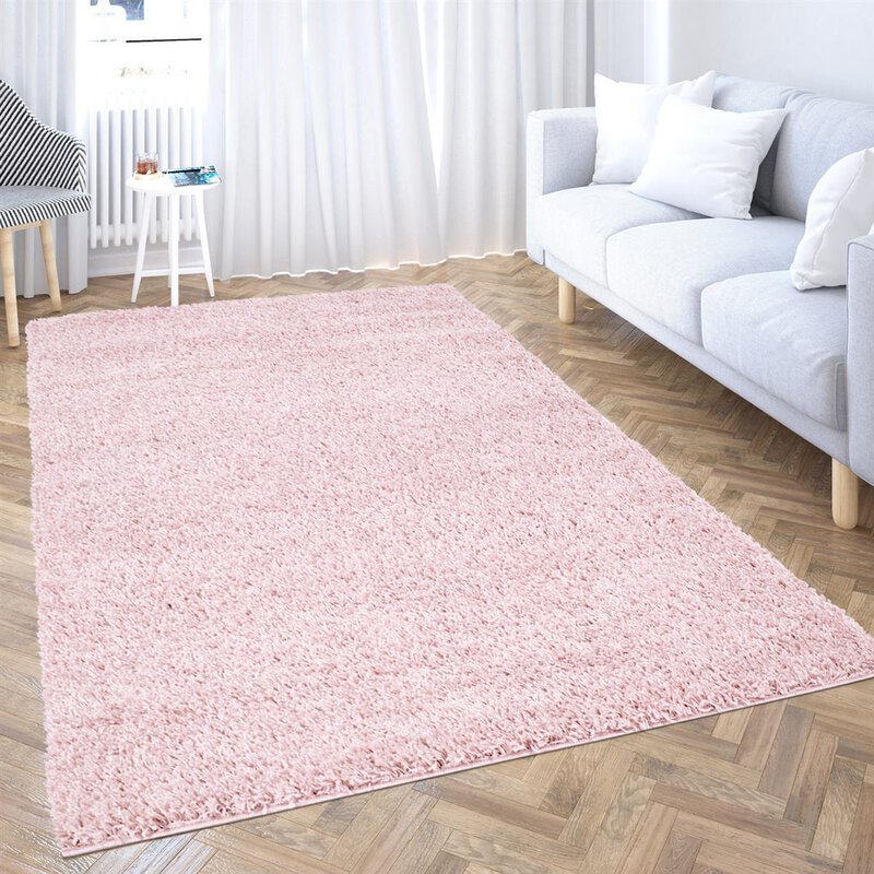 Hochflor Teppich, Shaggy Uni 500, rosa, rechteckig, Höhe 30mm