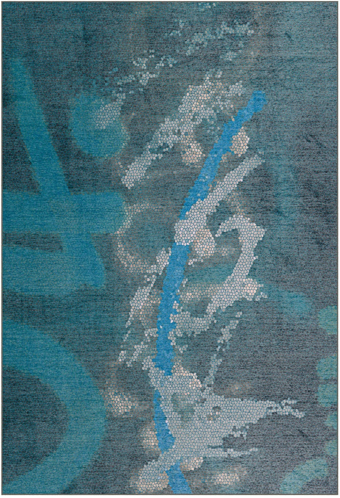 Vintage Teppich, Atelier 4479, blau/türkis, rechteckig, Höhe 9mm