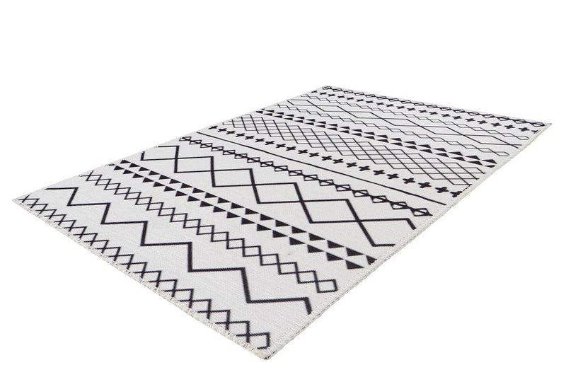 Kurzflor Teppich, Tayah 400, weiß/schwarz, rechteckig, Höhe 5mm