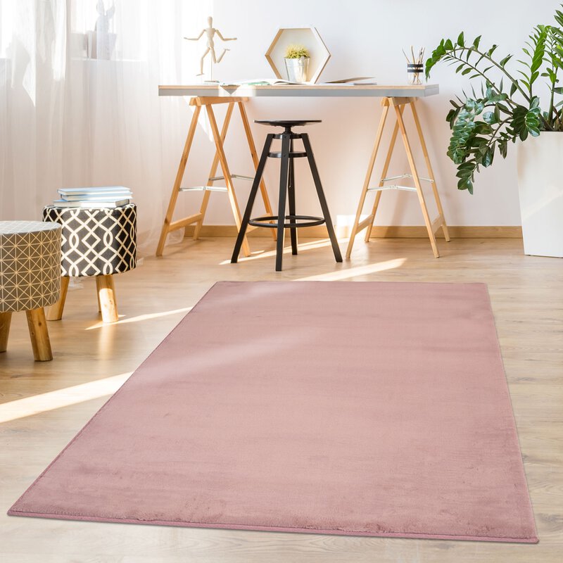 Hochflor Teppich, Topia Uni 400, pink, rechteckig, Höhe 21mm