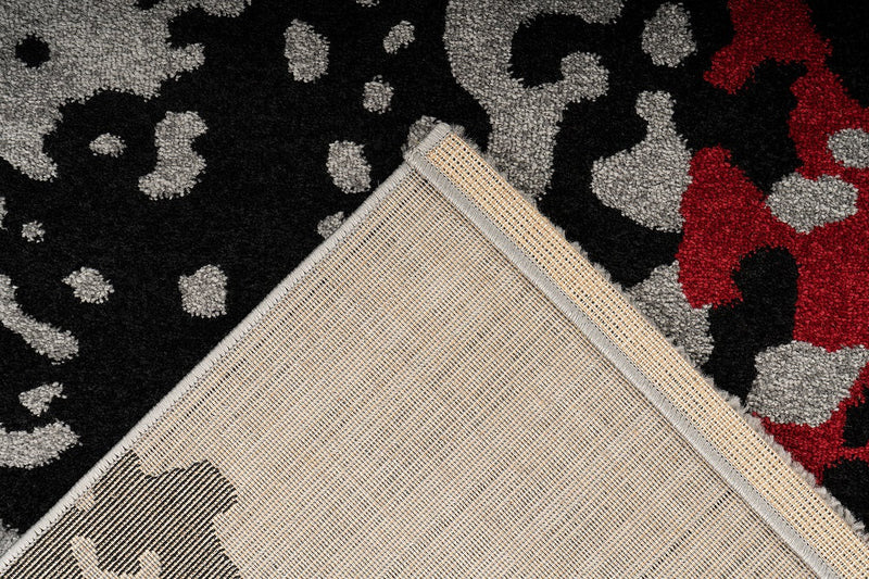 schwarz/rot, Höhe Teppich, Dana rechteckig, Vintage 700, Kurzflor 12mm