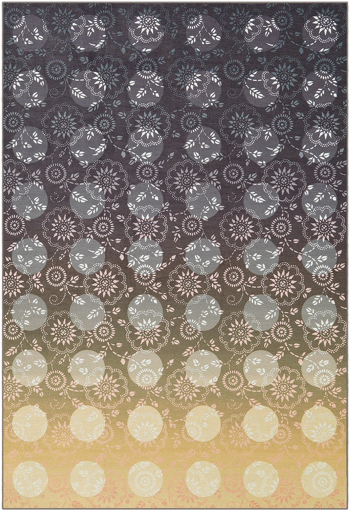 Kurzflor Teppich, Kult 221, grau/gelb, rechteckig, Höhe 9mm