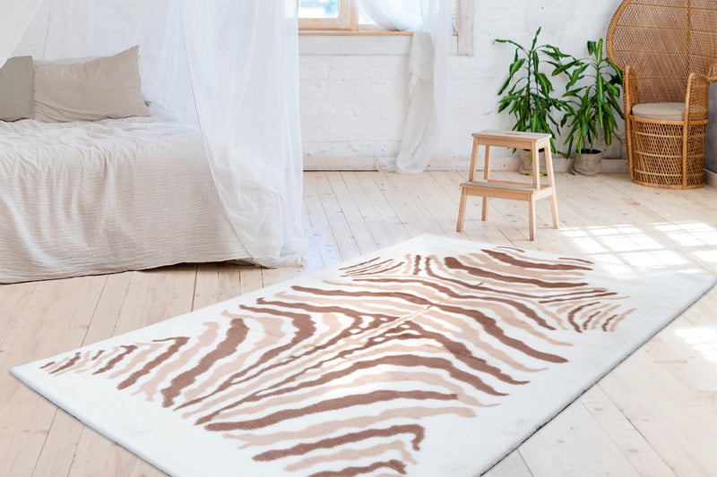 Hochflor Teppich, Tibar Animals 400, elfenbein/taupe/weiß, rechteckig, Höhe 30mm