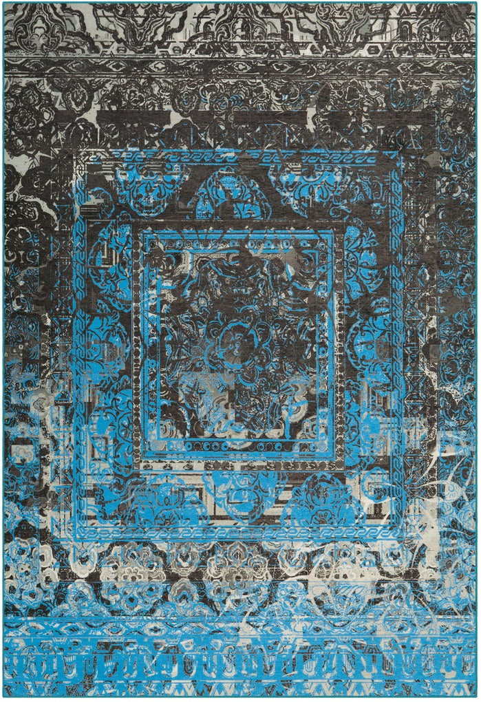 Vintage Teppich, Atelier 4435, blau/grau, rechteckig, Höhe 9mm