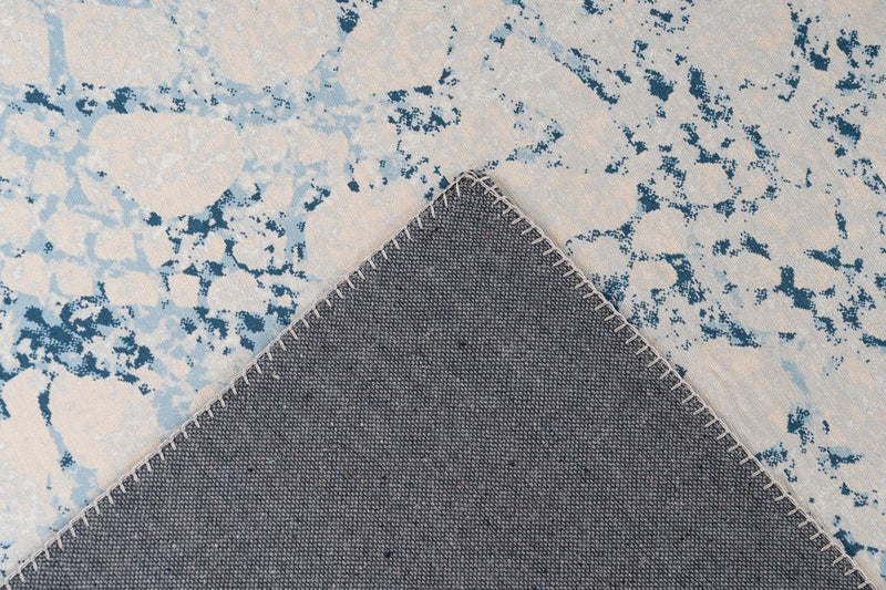 Kurzflor Teppich, Oudh 1300, creme/blau, rechteckig, Höhe 6mm