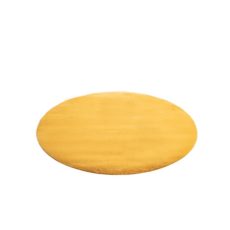 Runder Teppich, Topia Uni, gelb, rund, Höhe 21mm