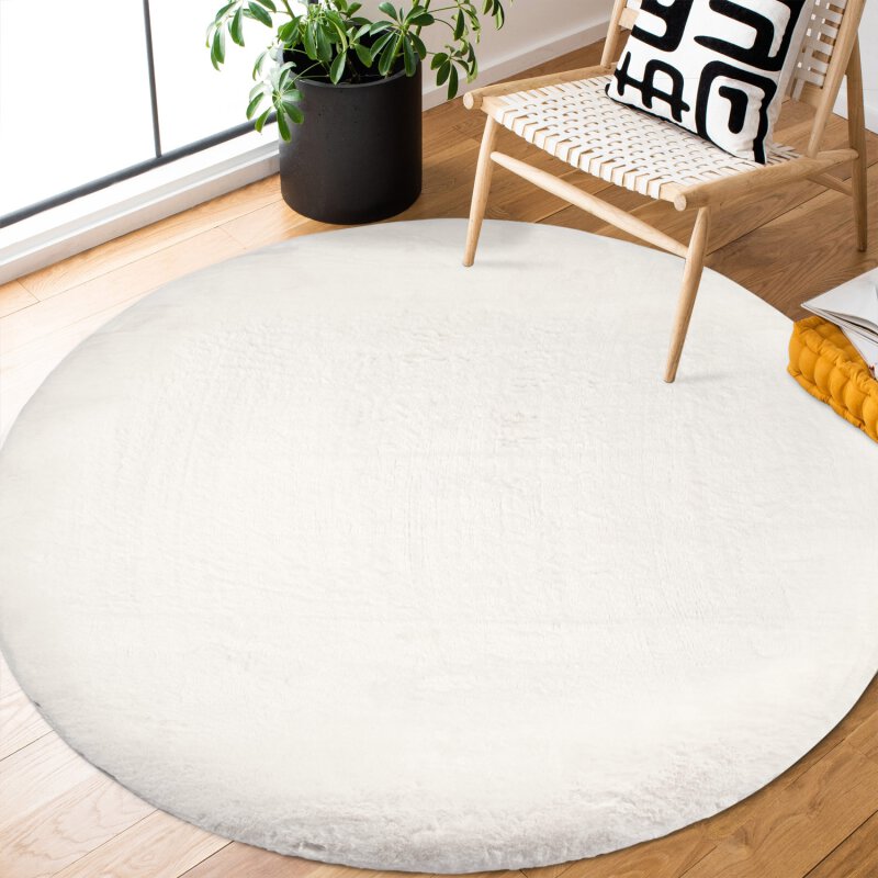Runder Teppich, Topia Uni, weiß, rund, Höhe 21mm