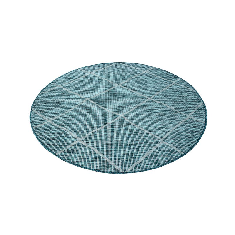 Runder Teppich, Palm 3075, blau, rund, Höhe 12mm