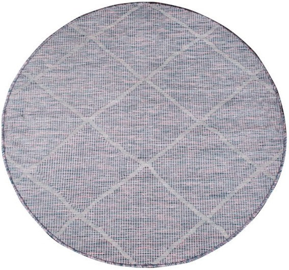 Runder Teppich, Palm 3075, blau/rosa, rund, Höhe 12mm