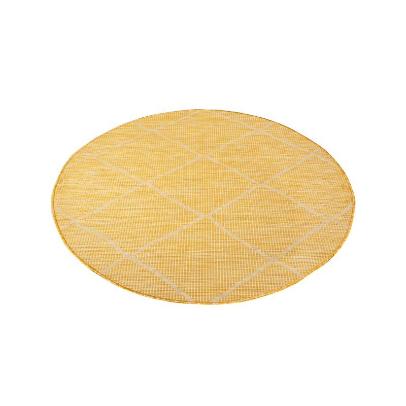 Runder Teppich, Palm 3075, gelb, rund, Höhe 12mm