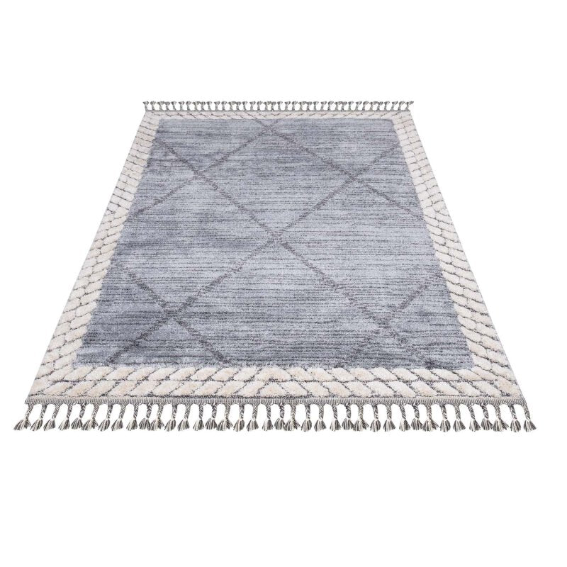 Kurzflor Teppich, Valencia 909, graublau/creme, rechteckig, Höhe 20mm